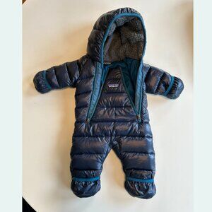 Patagonia Hi-Loft Down Sweater Bunting with Fleece Hood Size Newborn